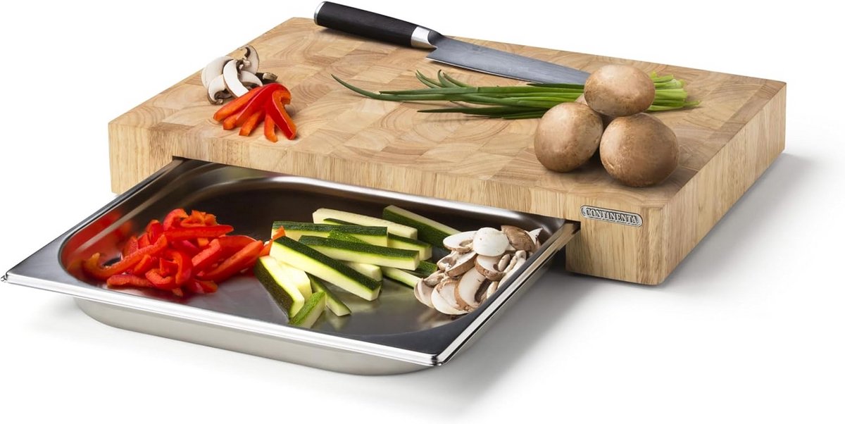 Grote Houten Snijplank met Metalen Verzamellade
