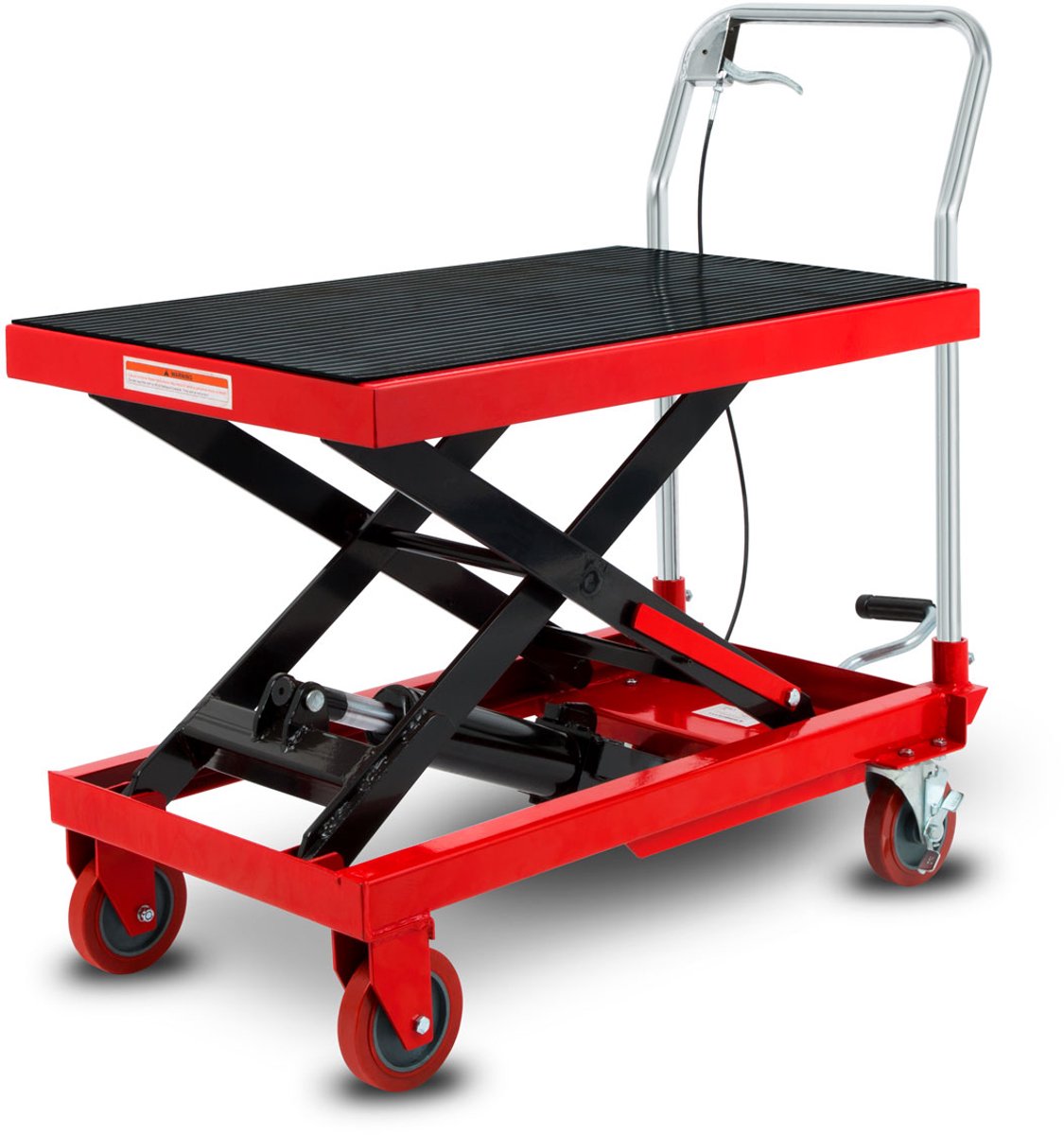 EBERTH Palletwagen Heftafel Schaarheftafel Hydraulische heftafel Draagvermogen 300 kg (staal, robuuste en geluidsarme wielen, tafel 820 x 520 mm, hefhoogte 270-800 mm, rem, hefpedaal, daalhendel, antislip)