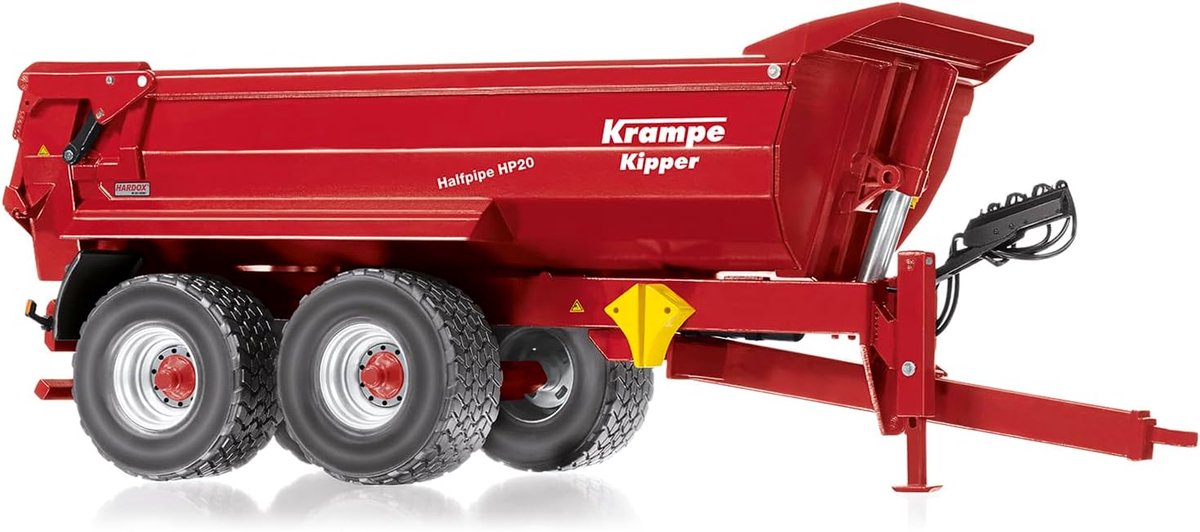 Wiking 077854 Krampe tandem halfronde bak Halfpipe HP20, model aanhanger, 1:32, vanaf 14 jaar, veel functies, kantelbare bak, achterklep kan open, rood