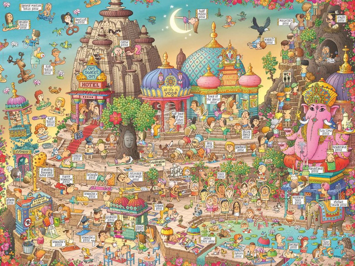 Heye legpuzzel Yogaland 1500 stukjes kleurrijk puzzelplezier.