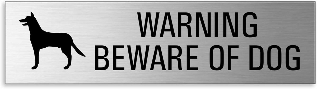 Waarschuwingsbord Pas Op Voor Hond Aluminium Stijlvol Zwart