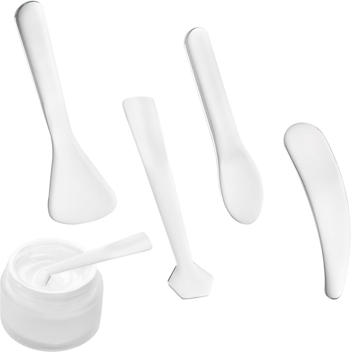 4 Stuks Roestvrijstalen Cosmetica Spatels voor Crèmes en Maskers