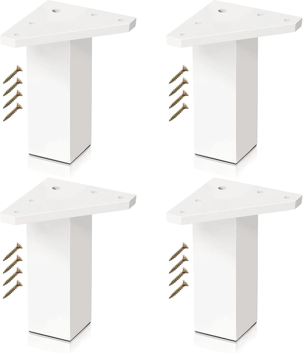Meubelpoten - bankpoten - stoelpoten - meubelpoten set van 4 - meubelpoten Wit - Tafelpoten van Plastic - 40 x 40 mm - van Imperatoris