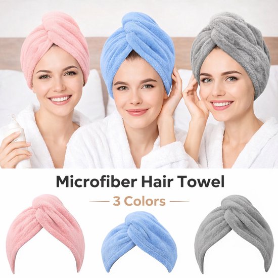 BOTC Haarhanddoek - 3 Stuks Handdoek voor Haar - Hair Towel - Haarhanddoek - Hoofdhanddoek - Snel Drogend