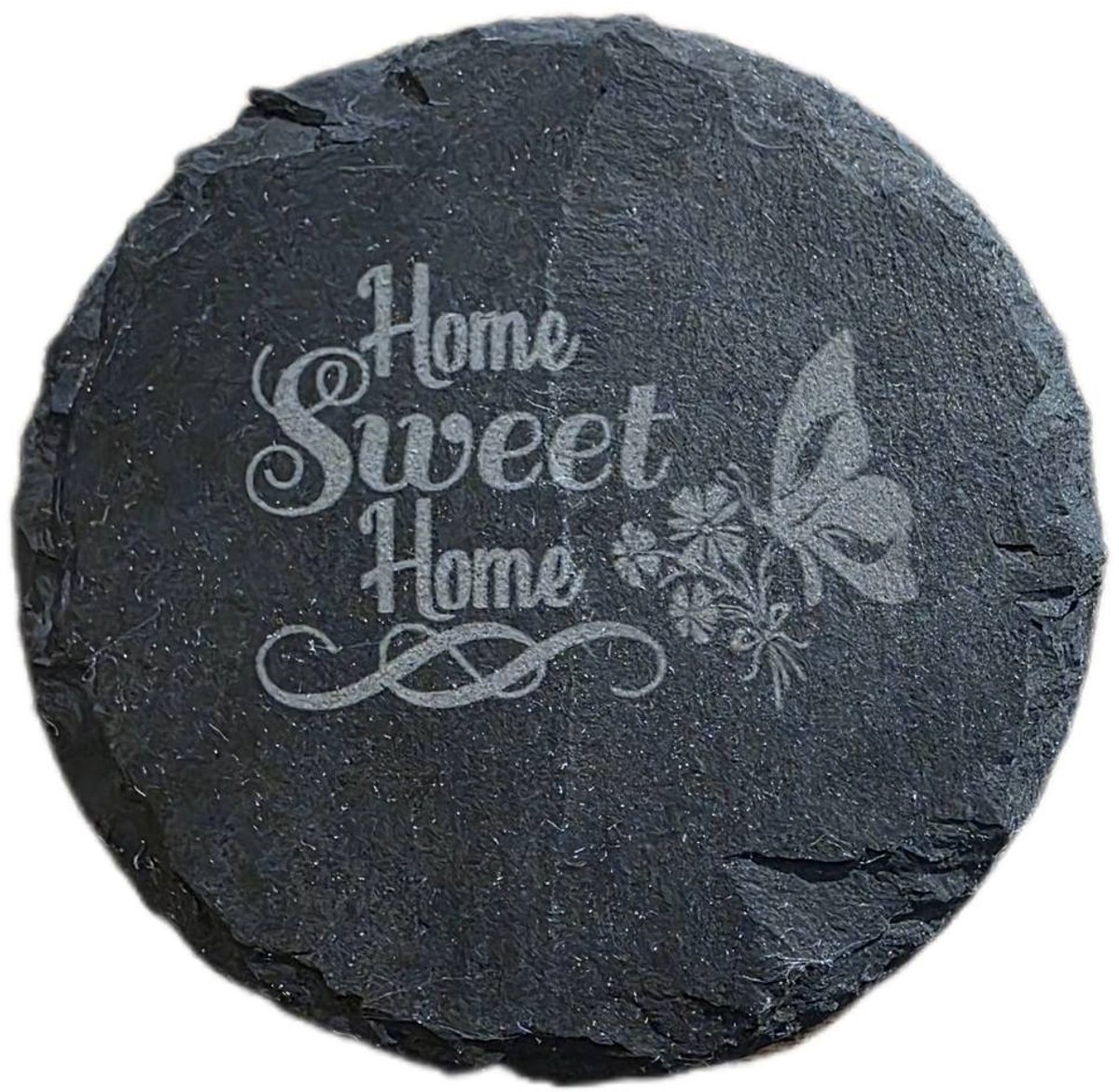 Leisteen onderzetters 4 stuks home sweet home Laserkado