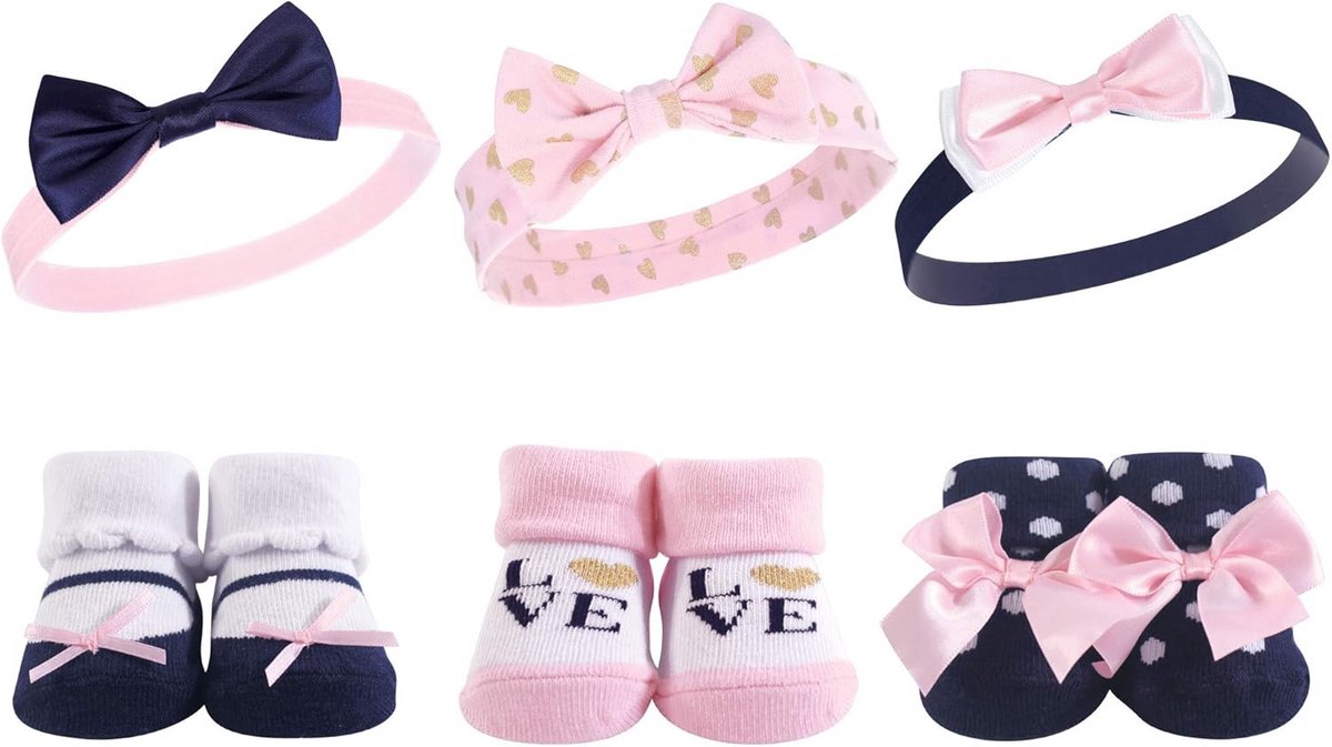 Babymeisje Set: Hoofdbandjes en Sokjes - 6 Delige Cadeauset
