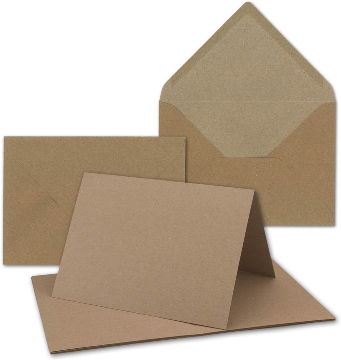 50 Bruine Vouwkaarten en Enveloppen in B6 Formaat - Gerecycled Natuurpapier