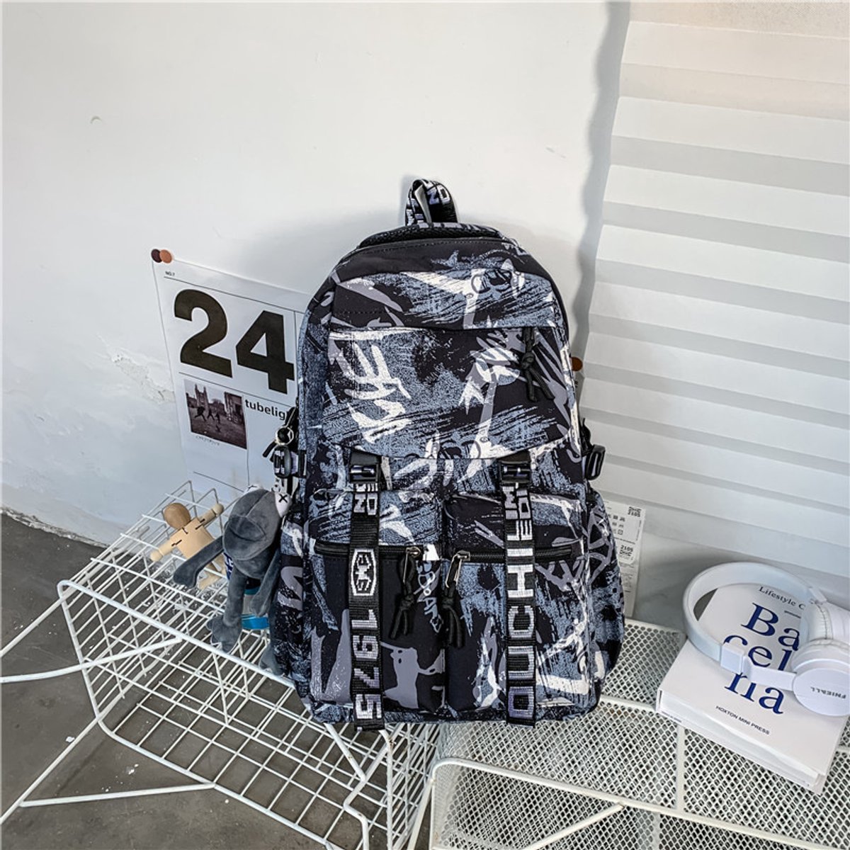 Grote rugzak/reistas/ruime outdoortas/stijlvolle laptoprugzak Zwart