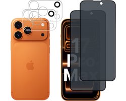 Screenprotector geschikt voor iPhone 17 Pro Max - 2 stuks Beschermglas Privacy Glas Screenprotector van glazen schermbeschermfolie + 2 stuks Camera Protector