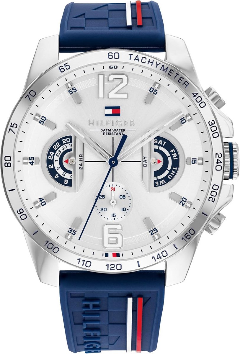 Multifunctioneel Analoog Herenhorloge met Siliconen Band