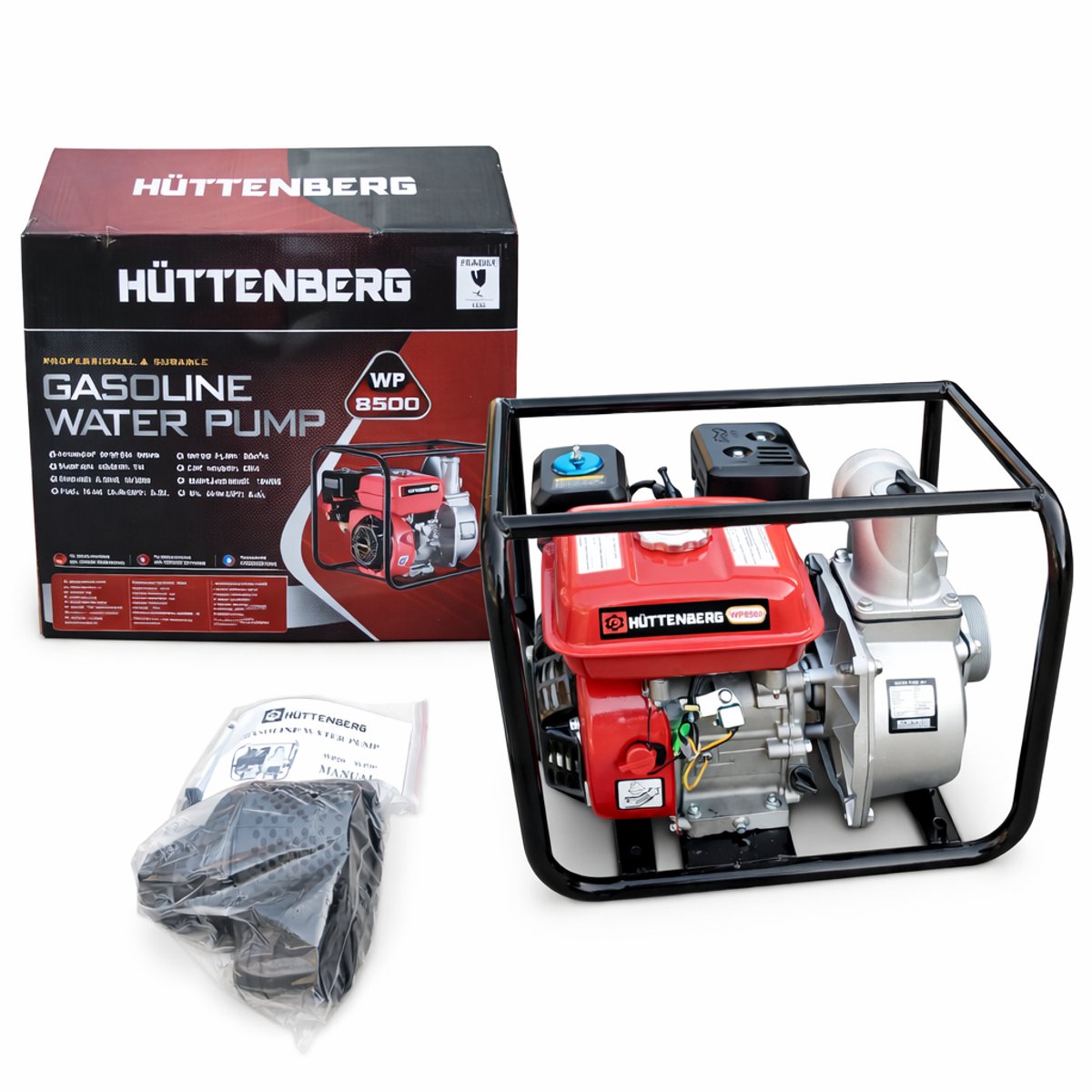 Hüttenberg WP 8500 Benzine Waterpomp – 6.5 PK – 60 m³/u – 80 mm – 28m Opvoerhoogte