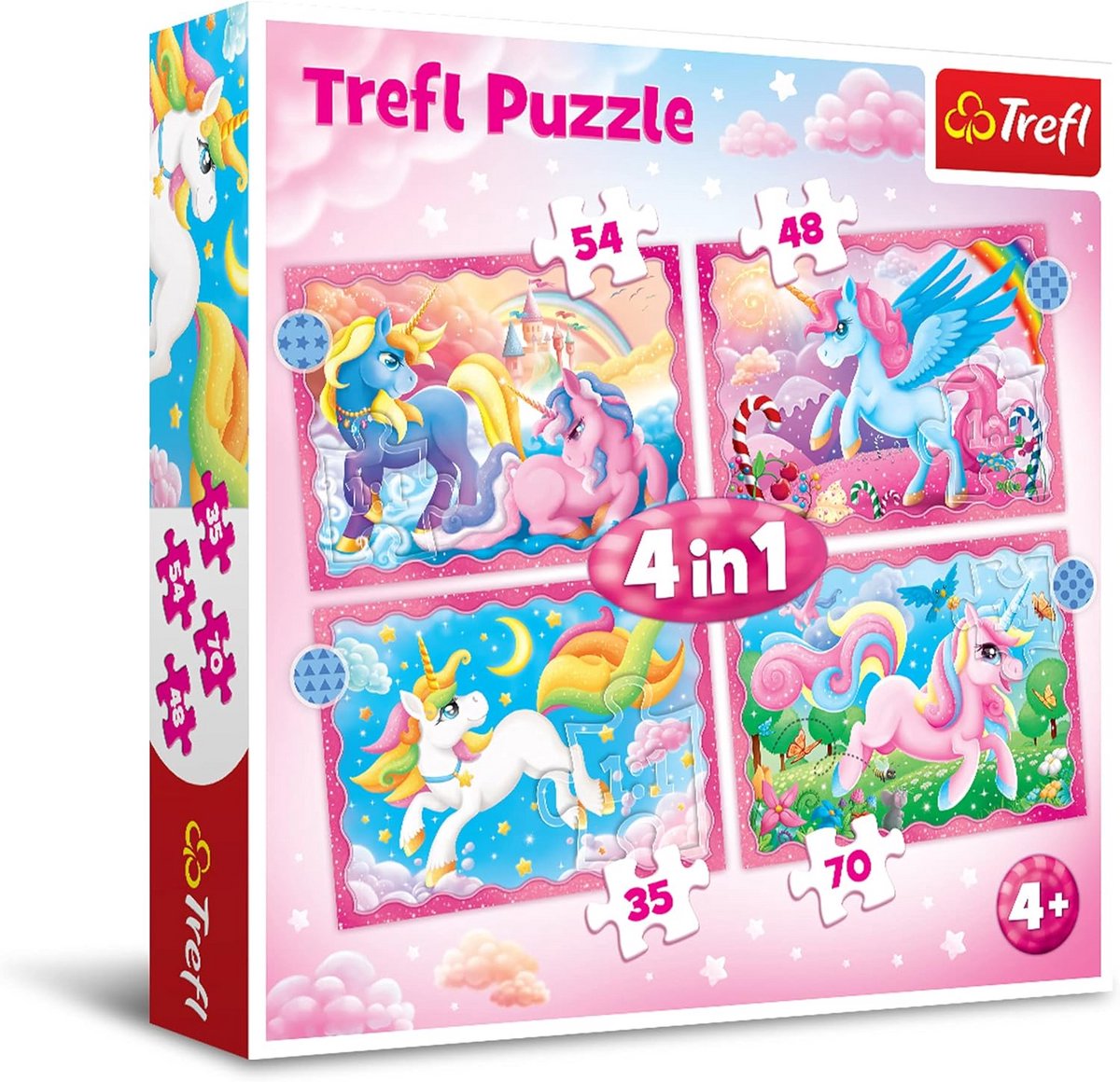 Set van 4 Eenhoorn Puzzels (35-70 Stukjes) voor Kinderen