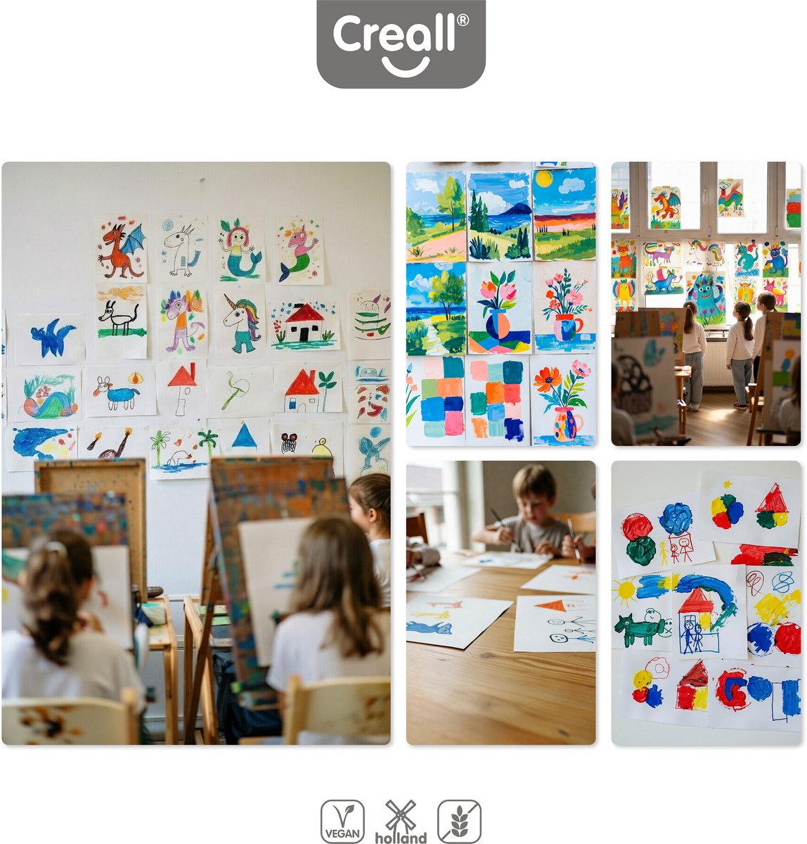 Creall Plakkaatverf Set - Schoolverf op Waterbasis - 8 Flessen x 500ml - Mix set met 8 Basiskleuren - Veilig & Uitwasbaar* - Geproduceerd in Nederland - professionele kwaliteit - glutenvrij — cadeau in Cadeau-ideeën - foto 6