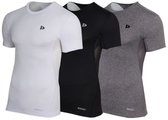 3-Pack Donnay - Baselayer Shortsleeve - Thermo/Sportshirt - Heren - White/Black/Charcoal-marl (401) - maat L