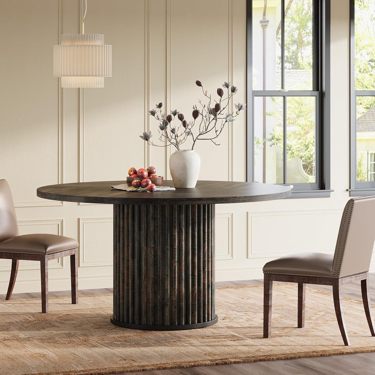 Tribesigns Ronde Eettafel voor 4 personen - Eettafel met Metalen Onderstel - 120cm Ronde Keukentafel - Industrieel - Grijs - 120 x 120 x 76.5 cm
