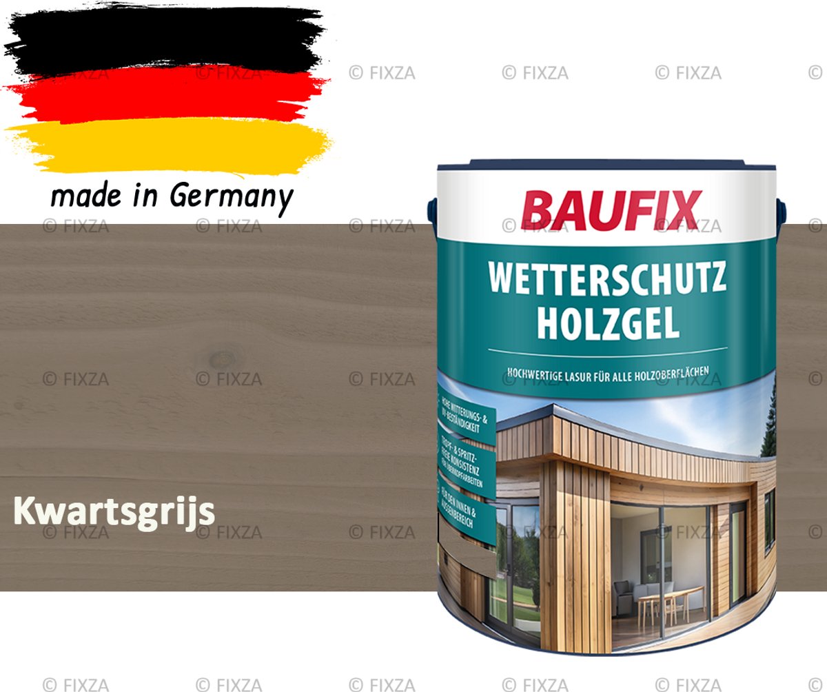 BAUFIX Buitenbeits – Kwartsgrijs – Zijdeglans – 5 Liter – Voor Schutting, Tuinhuis & Blokhut – UV- & Weerbestendig