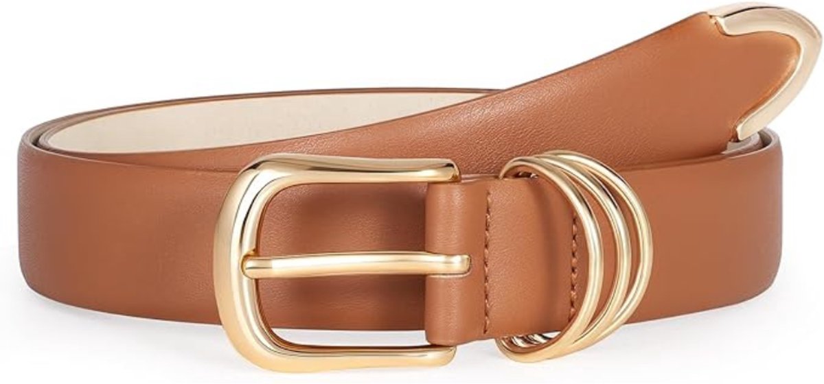 Leren Riem voor Dames - Lederen Riem met Gouden Gesp - Stijlvol Cadeau voor Dagelijks Gebruik - 120 cm - 1 Stuk - Bruin - van Imperatoris