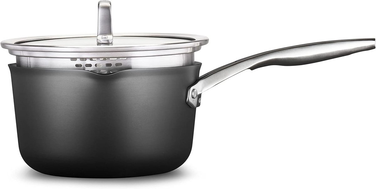 Duurzame Antiaanbak Sauspan met Deksel 3.5 Qt