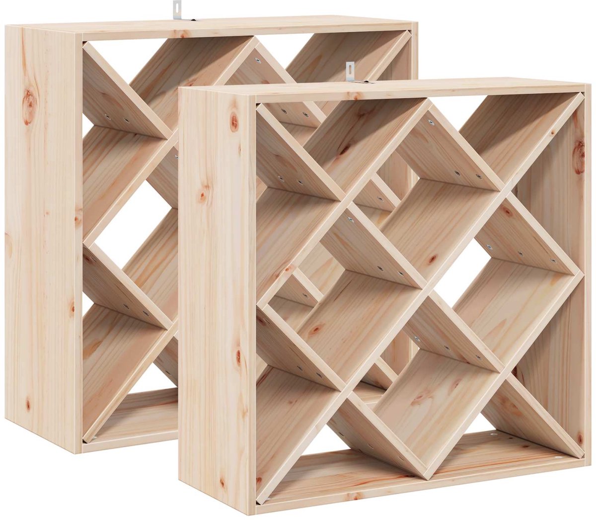 vidaXL - Wijnrek - 2 - pcs - Naturel - 62 - x - 25 - x - 62 - cm - Massief - grenenhout