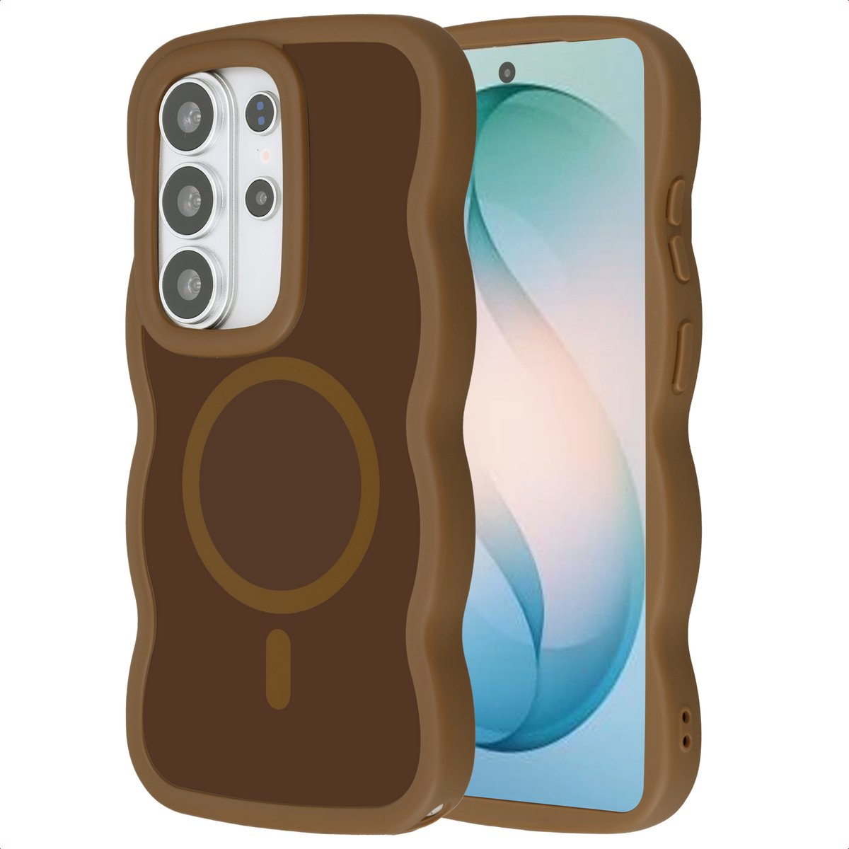 Selencia Wavy Case - Golvend Hoesje geschikt voor Samsung Galaxy S26 Ultra - Mocha Brown