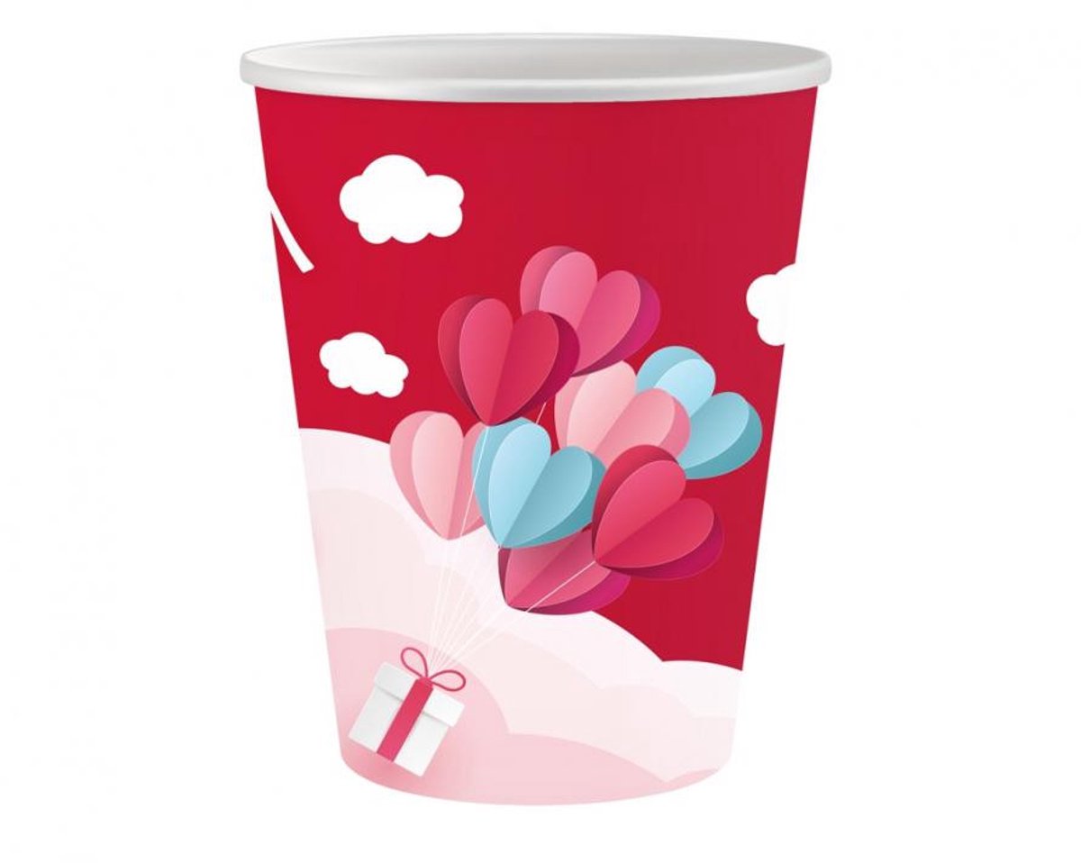 Love Love Is In The Air Rood papieren bekertje 6 stuks 250 ml