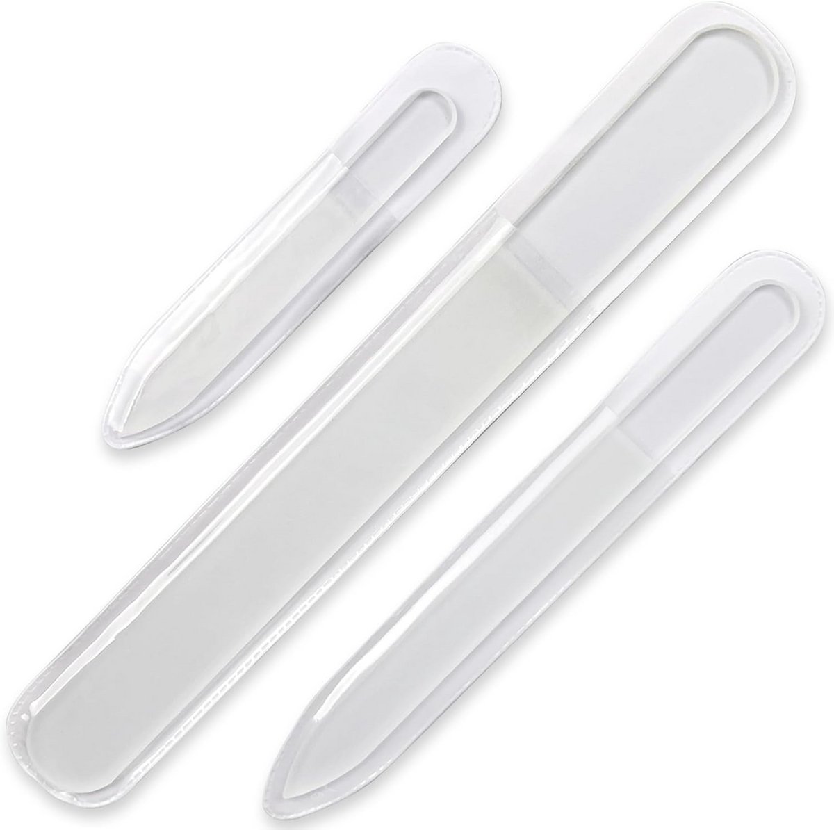 Glazen Nagelvijl Set - Glasvijlen Manicure - Nagels Vormgeven - Handgemaakt Tsjechisch Glas - 3 Delig - Transparant