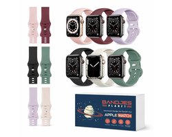 Set van 6 Siliconen Bandjes - Geschikt voor Apple Watch Bandje 1-9 & SE - Voor Maten iWatch 38mm, 40mm, 41mm, Series 10 11 42mm