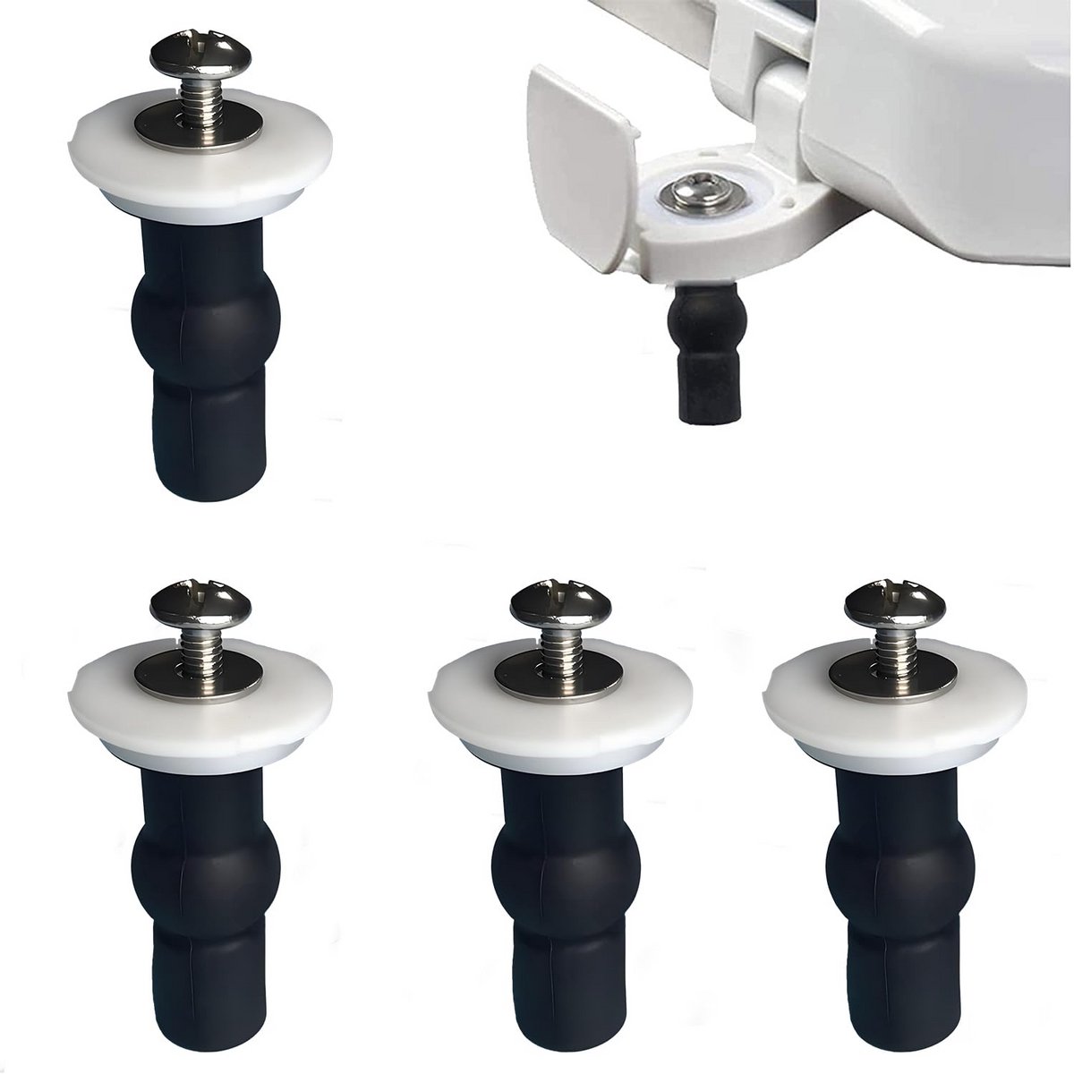 Toiletbril scharnieren - WC bril bevestiging - Badkamer reparatie - Roestvrij staal - 4 stuks - Zwart
