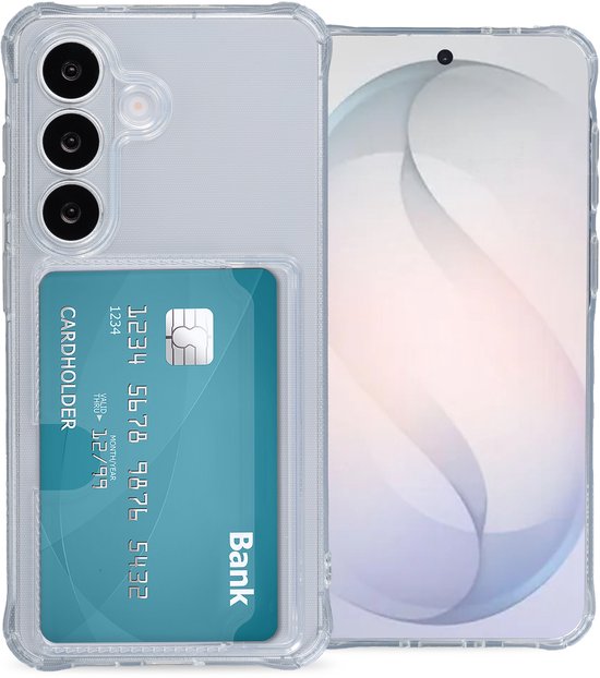 Samsung Galaxy S26 Hoesje Transparant Siliconen Softcase met Pasjeshouder 2 Kaarten Schokbestendig