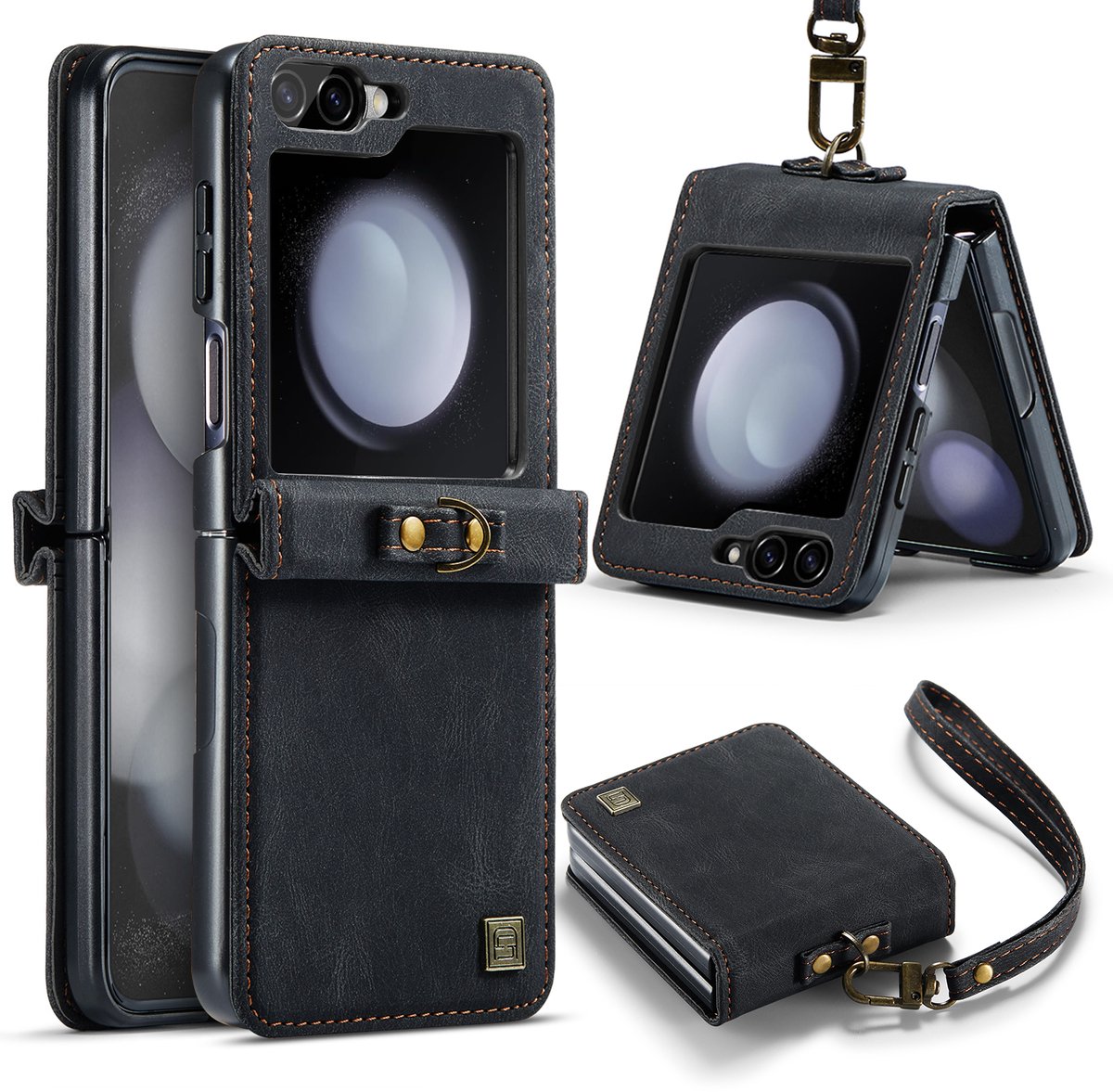 Luxe Flip Case met Polskoord voor Samsung Galaxy Z Flip 7 _ Zwart