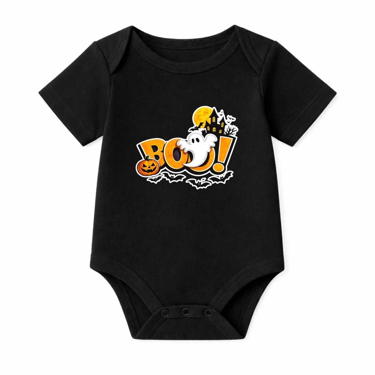 Romper Baby Halloween – The Big BOO! – Zwart – Korte mouw – Maat 86/92