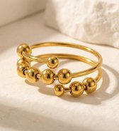Lundholm Lauren Ring Dames – Premium Stainless Steel 2.5 Micron PVD Gold Plated – Anxiety Ring met Schuifbare Ringetjes – Ringen Dames Goudkleurig Verstelbaar One Size Moederdag Cadeautjes Afscheid Bedankt Cadeau Vrouw – Scandinavisch Design