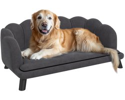 PawHut - Hondenbank - met Rugleuning - zachte Bekleding - Grijs
