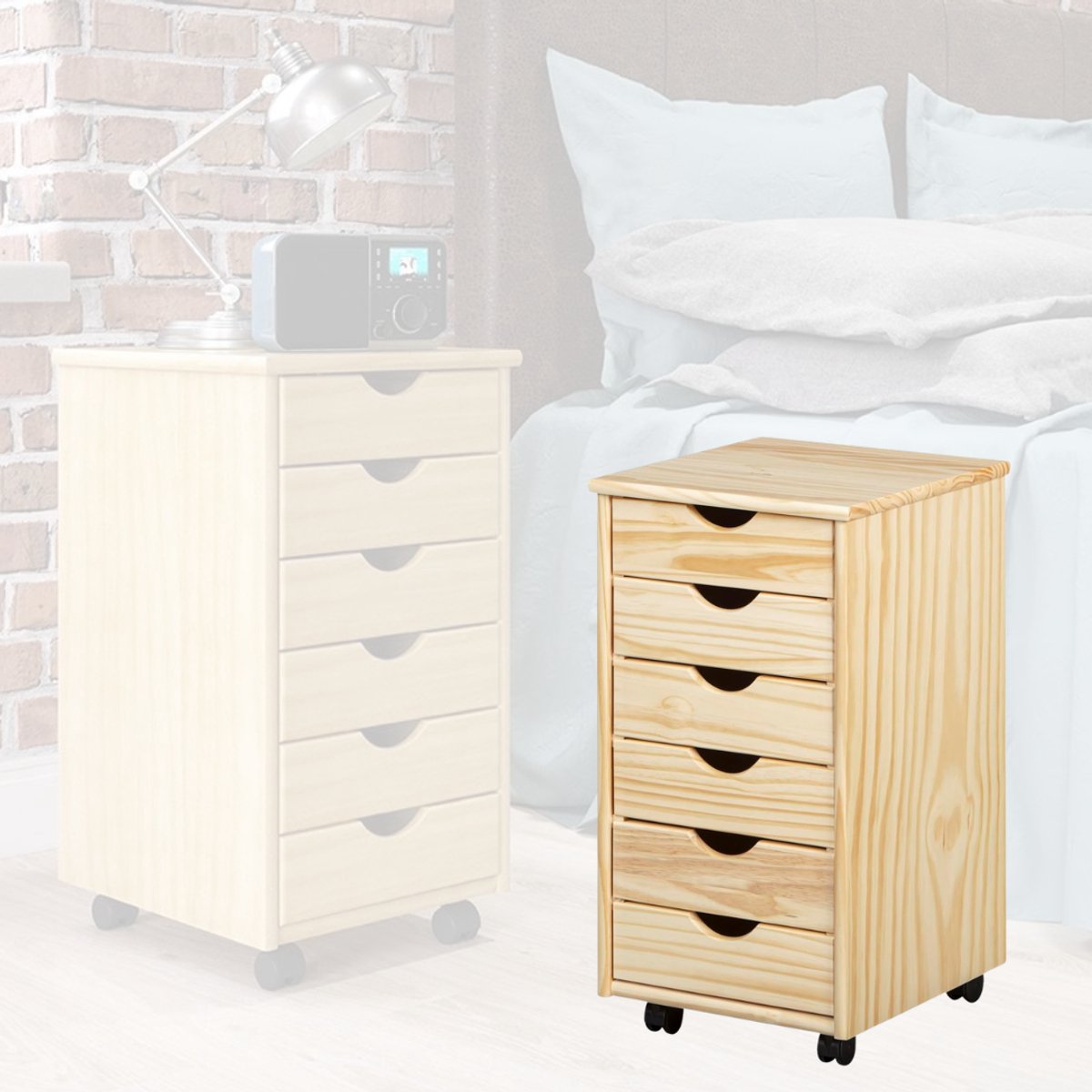 NBAP®Ladenkastje - Ladeblok Bureau Organizer - Archiefkast - Natuurlijk