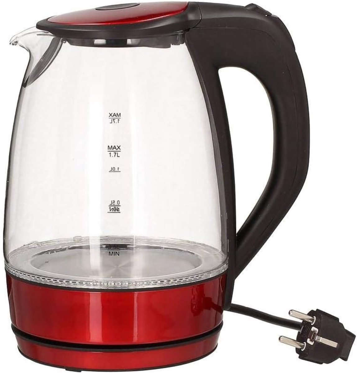 MIRA® Waterkoker glas - Waterkoker - Rood - 20cm x 23cm x 25cm