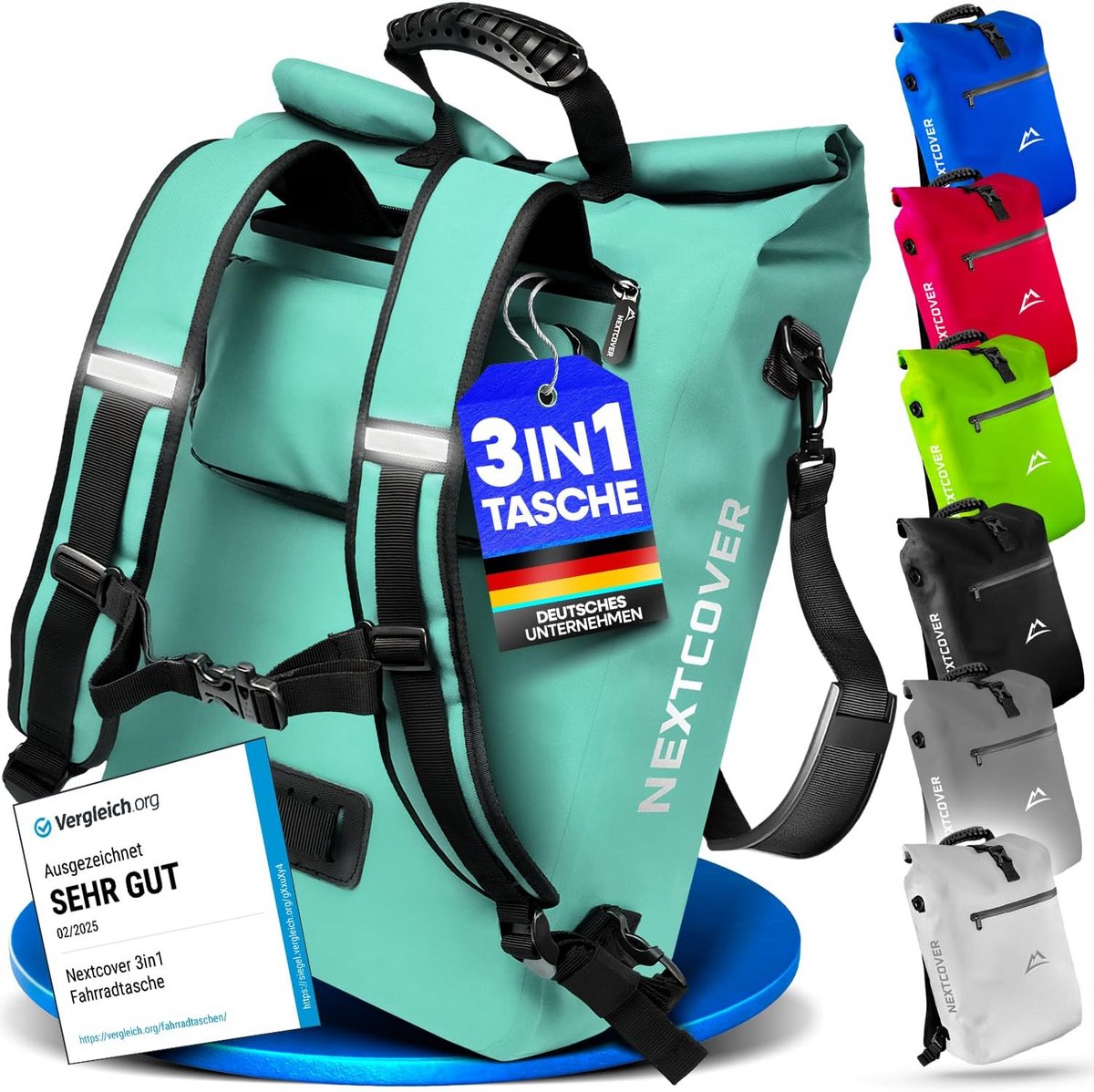 Waterdichte 3-in-1 Fietstas Rugzak en Schoudertas - 25L, Inclusief Laptopvak