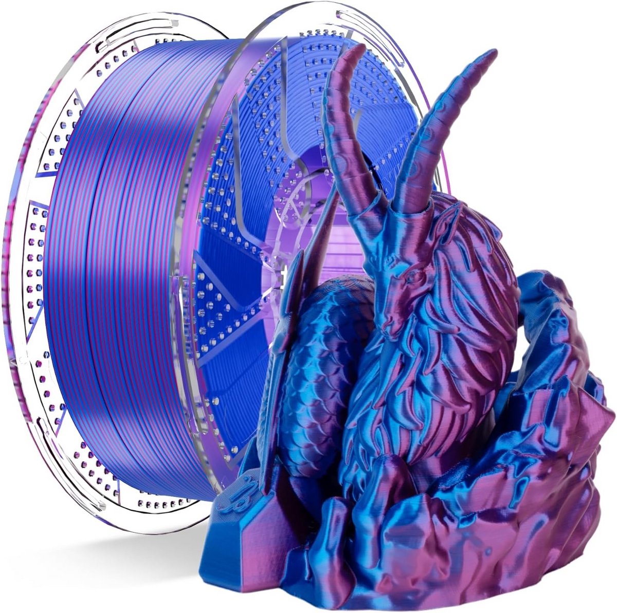 Zijdeglans PLA Filament 1.75mm Tweekleurig Roze Blauw voor 3D Printer, 1kg