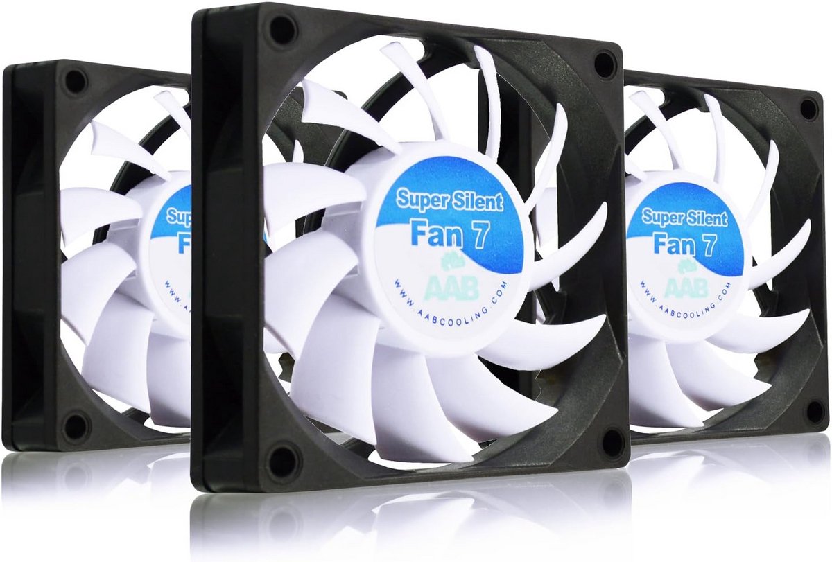 Set van 3 Stille 70mm Computerkoelventilators met Antivibratiepads