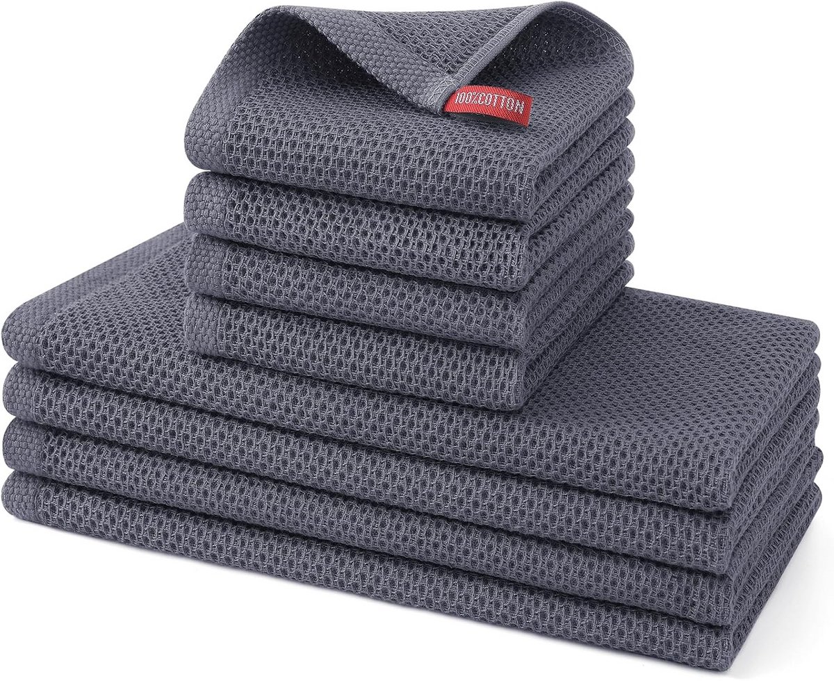 Set Keukendoeken en Vaatdoeken Katoen Wafelbinding Absorberend Sneldrogend
