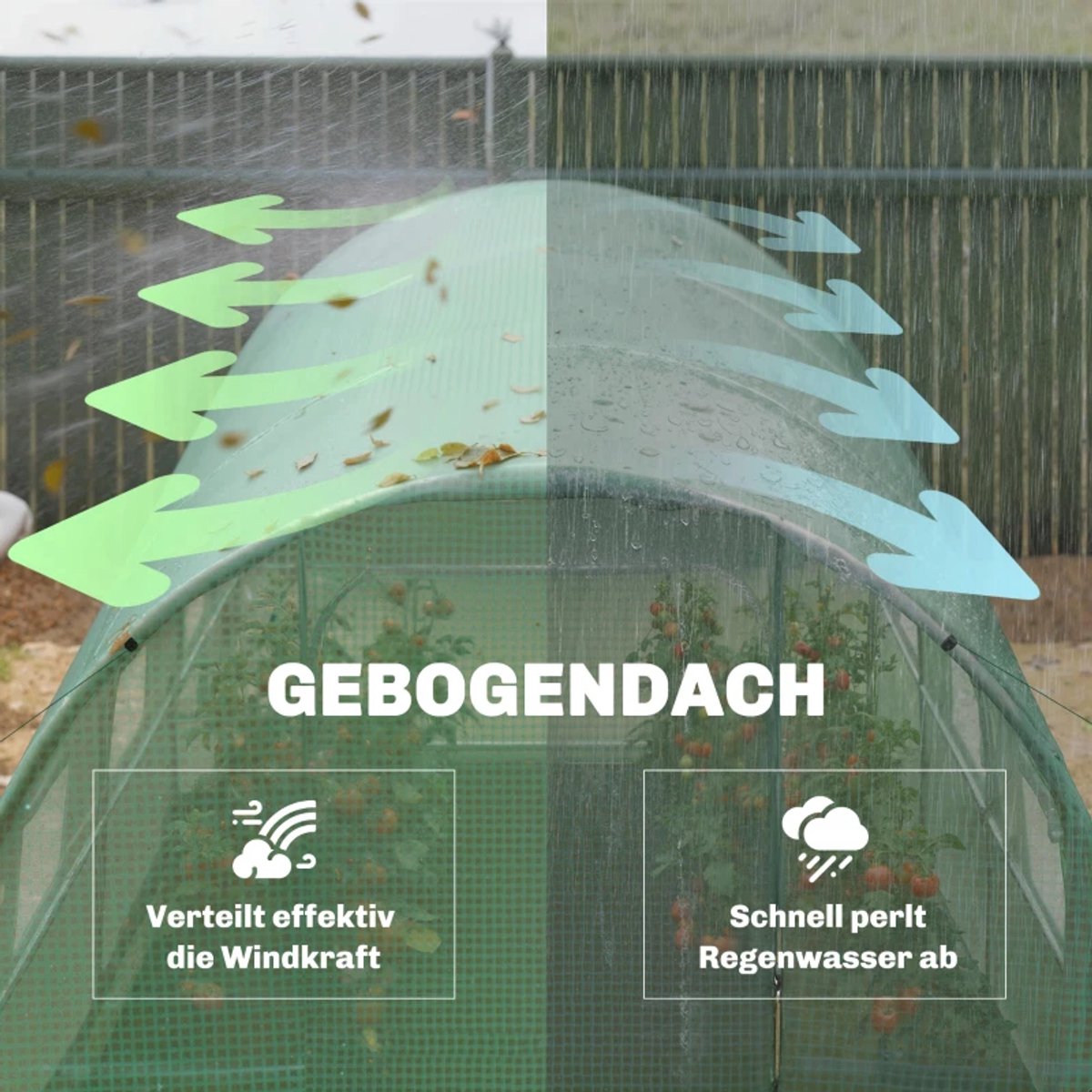 Polytunnelkas - Kas - Tunnelkas met Afsluitbare Deur - Foliekas - Kweektunnel - Kweekkas - Kastunnel - Groentekas - Plantenhuis - Plantenteelt - Tomatenkas - voor Groenten, Bloemen, Planten - 300x200x200 cm - Groen – foto 8