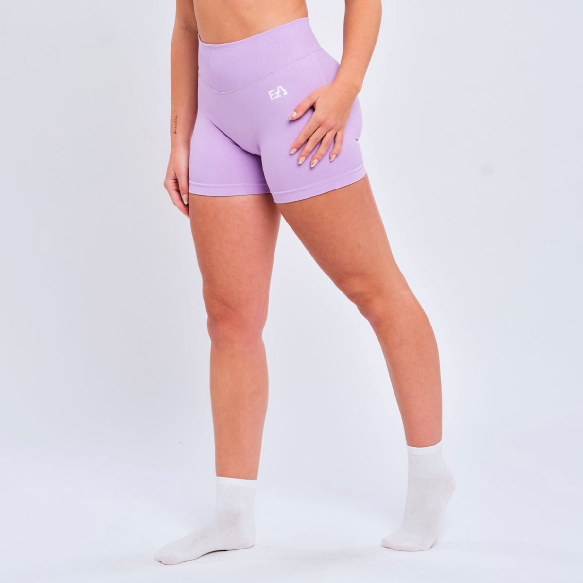 Euphoria Fitness Shorts - Dames - Sportkleding Dames - Sportbroek Dames - Yoga Broek Dames - Pastel Lavendel - Maat L