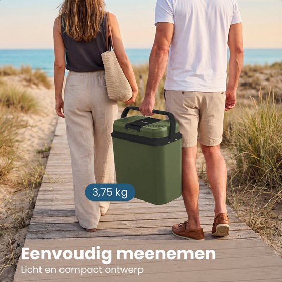 Auronic Koelbox Elektrisch 12V en 230 volt - Camping Koelkast - Auto - Koelen en Verwarmen - 20L - Frigobox - Groen van Merkloos — afbeelding 5