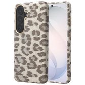 Selencia Hoesje - Geschikt voor Samsung Galaxy S26 - Sabi Backcover panterprint met Magnetische Ring - Soft Ivory