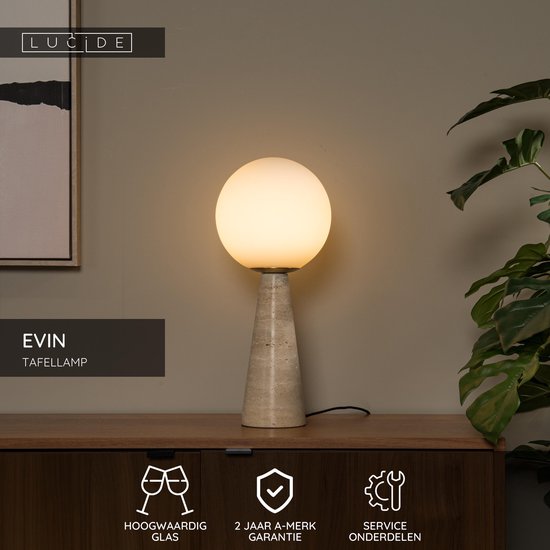 Lucide EVIN - Lampe de table - 1xE27 - Opale
