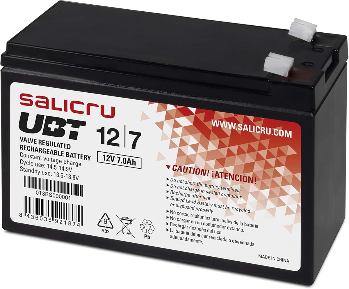 AGM Batterij - Reserve Batterij UPS - Noodstroom Voorziening - Onderhoudsvrij AGM Technologie - 12V 7Ah - Zwart