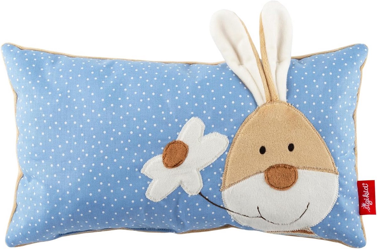Knuffelkussen Haas Blauw/Beige - Zacht Speelgoed & Slaapkussen voor Baby en Peuter