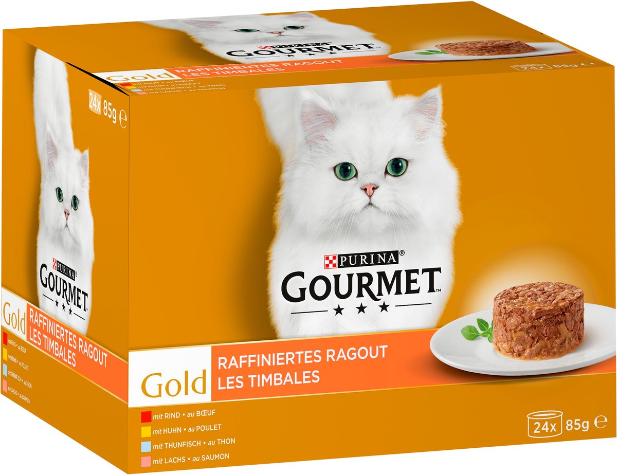 Gourmet GOURMET Gold Verfijnde ragout kattenvoer nat vleesvariatie (1 x 24 x 85g)