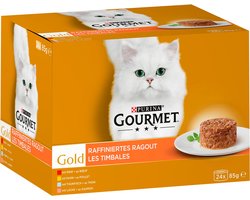 GOURMET Gold Verfijnde ragout kattenvoer nat vleesvariatie (1 x 24 x 85g)