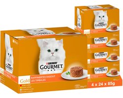 GOURMET Gold Verfijnde ragout kattenvoer nat vleesvariatie (4 x 24 x 85g)
