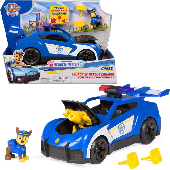 PAW Patrol - Search & Rescue - Chase Politieauto - Met figuur, licht, geluid & 2 projectielen - Speelgoedvoertuigen